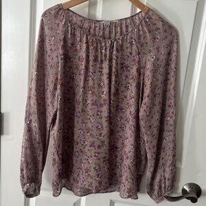 Gerard Darel Dusty Purple Floral Long Sleeve Top Sz 44